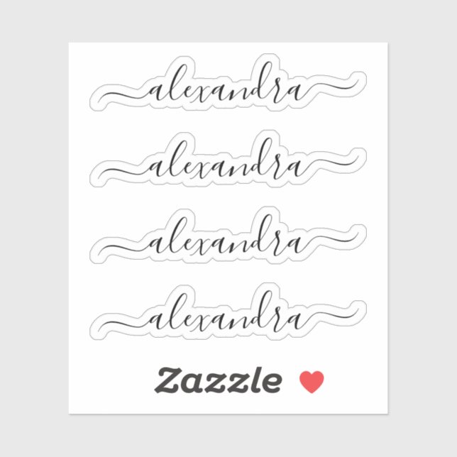 Modern Script Personalised Name Stickers (Sheet)