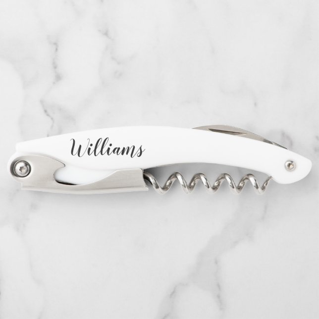 Modern Script Personalised Name Waiter's Corkscrew (Front)