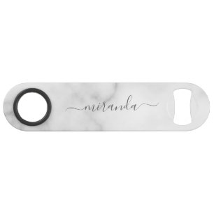 Modern Script Personalised Name White Marble