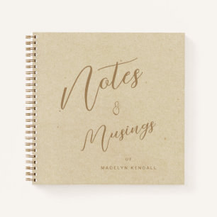 Modern Script Personalised Notes & Musings Gold Notebook