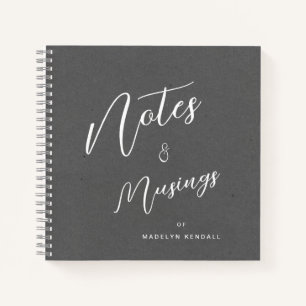 Modern Script Personalised Notes & Musings Grey Notebook