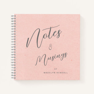 Modern Script Personalised Notes & Musings Pink Notebook