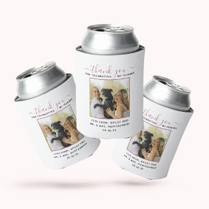 Modern Script Personalised Pet Wedding Photo Can Cooler