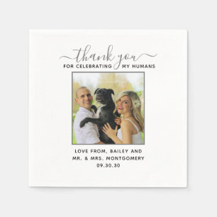 Modern Script Personalised Pet Wedding Photo Napkin