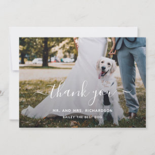 Modern Script Personalised Pet Wedding Photo Thank You Card