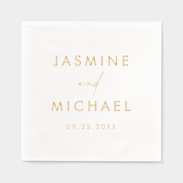 Modern Script Personalised Wedding Foil Napkins (Front)