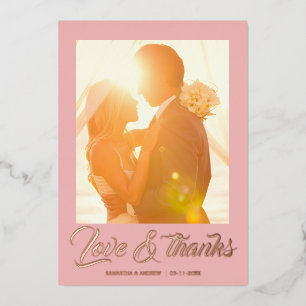 Modern script personalised wedding thank you card