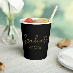 Modern Script Personalized Graduation Paper Cups