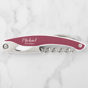 Modern Script Personalized Groomsman Corkscrew