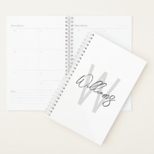 Modern Script Personalized Monogram and Name Planner