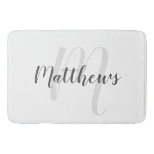 Modern Script Personalized Monogram & Family Name Bath Mat