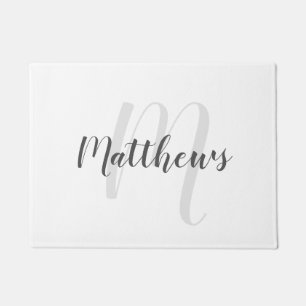 Modern Script Personalized Monogram & Family Name Doormat