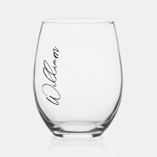 Modern Script Personalized Name Stemless Wine Glass
