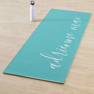 Modern Script Personalized Turquoise Prayer Or Yoga Mat