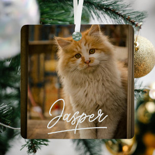 Modern Script Pet Photo Christmas Metal Tree Decoration