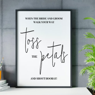 Modern Script Petals wedding sign poster