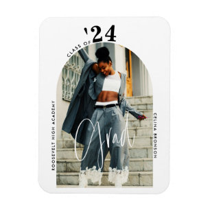 Modern Script Photo 2024 Minimalist Graduation Magnet