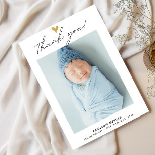 Modern Script Photo Baby Thank You Card