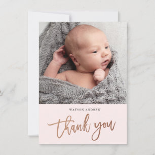 Modern Script Photo Baby Thank You Card