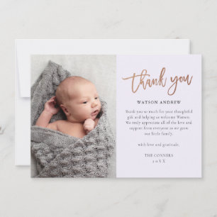 Modern Script Photo Baby Thank You Card