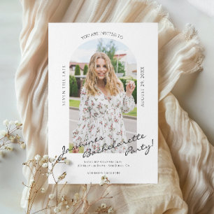 modern script  photo bachelorette Invitation 