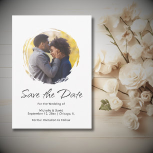 Modern Script Photo Boho Minimalist Wedding   Save The Date