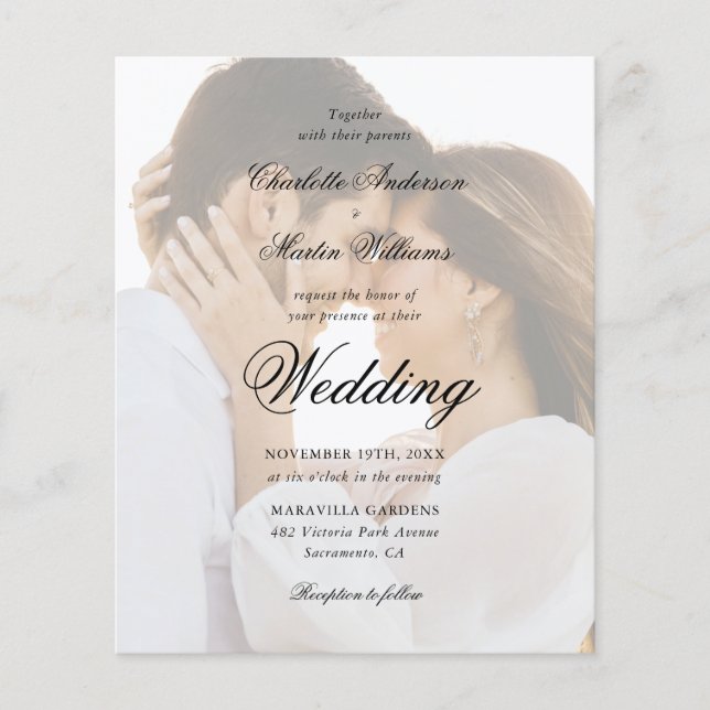 Modern Script Photo Budget Wedding Invitation (Front)