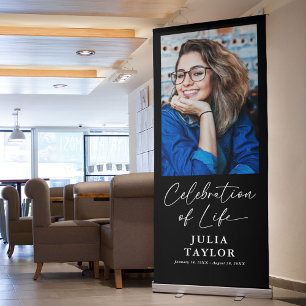 Modern Script Photo Celebration of Life Funeral Retractable Banner