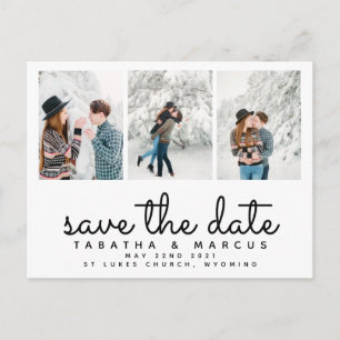 modern script photo chic save the date postcard