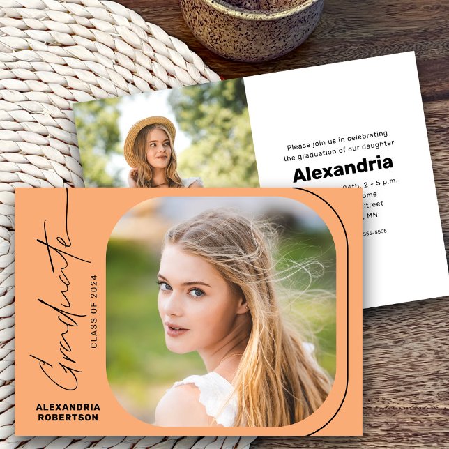 Modern Script Photo Class of 2025 Graduation Party Invitation (Creator Uploaded)