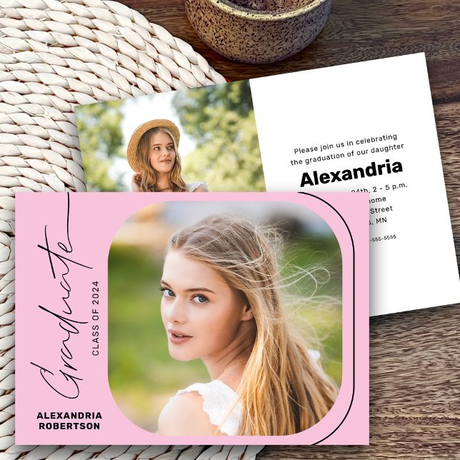Modern Script Photo Class of 2025 Graduation Party Invitation (Creator Uploaded)