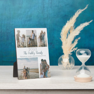 Modern Script Photo Collage Family Memory Keepsake Plaque