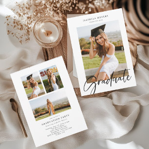 Modern Script Photo Collage Graduation Invitation