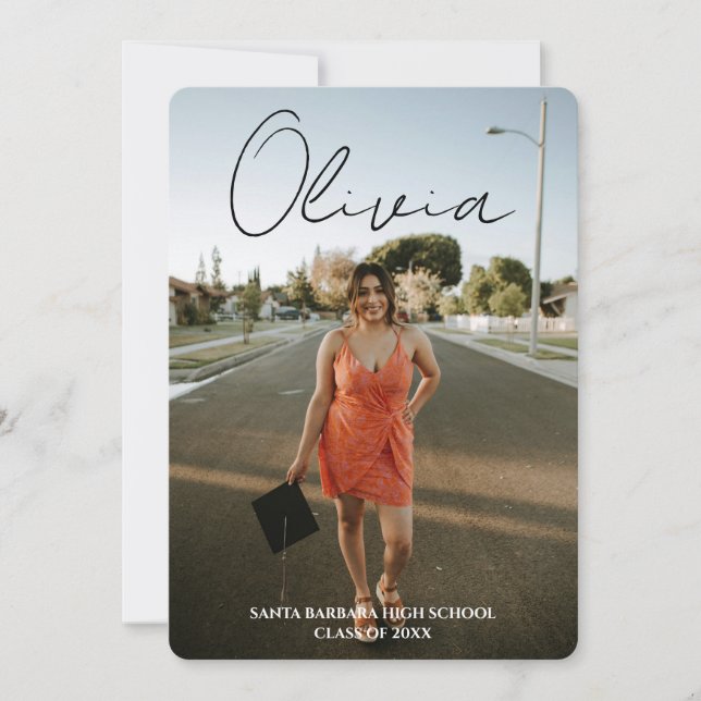 Modern Script Photo Collage Graduation Party Invitation (Front)