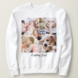 Modern Script Photo Collage Heart w/ Custom Text  Sweatshirt