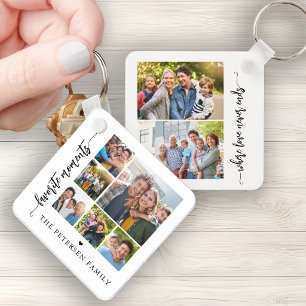 Modern script photo collage personalised key ring