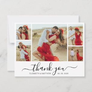 Modern Script Photo Collage Wedding Thank You