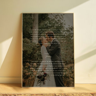 Modern Script Photo Custom Wedding Vows Poster