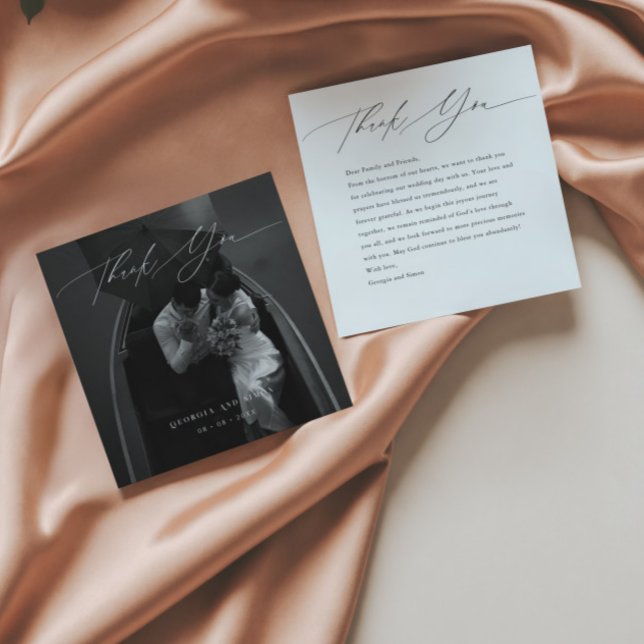 Modern Script Photo Elegant Wedding Christian Thank You Card (Creator Uploaded)