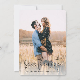Modern Script Photo Elegant Wedding Save The Date
