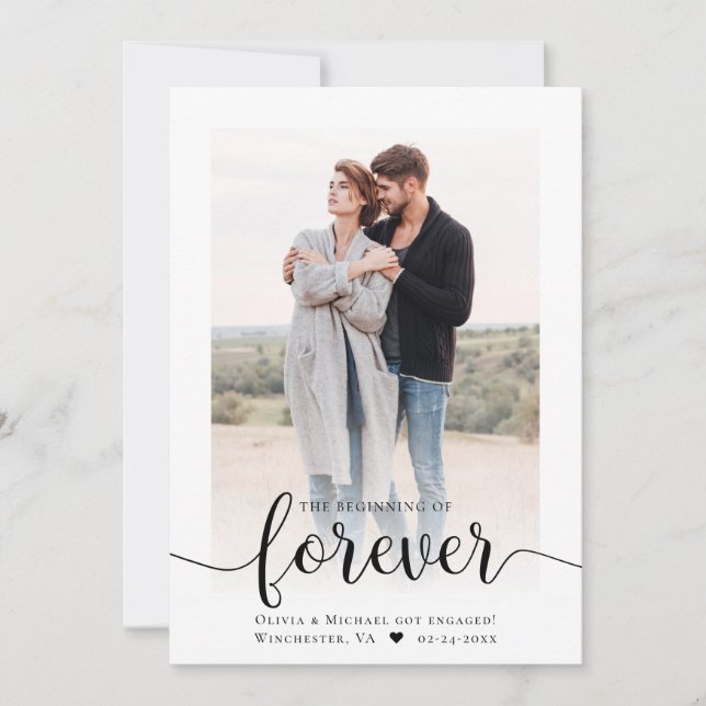 Modern Script Photo Engagement Announcement (Front)