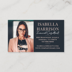 Modern Script Photo Financial Consultant Business Card