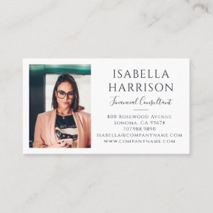 Modern Script Photo Financial Consultant Business Card