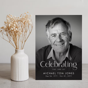 Modern Script Photo Funeral Celebration of Life Invitation