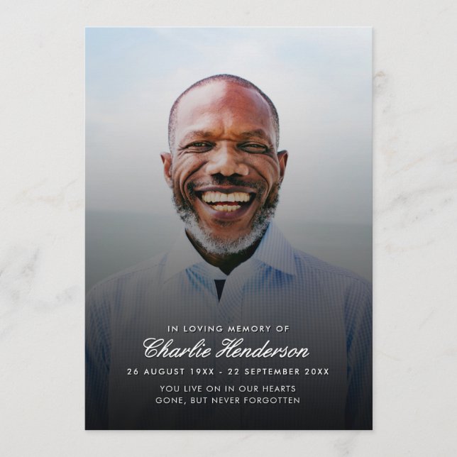 Modern Script Photo Funeral Program Programme (Front)