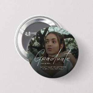 Modern Script Photo Graduate 6 Cm Round Badge