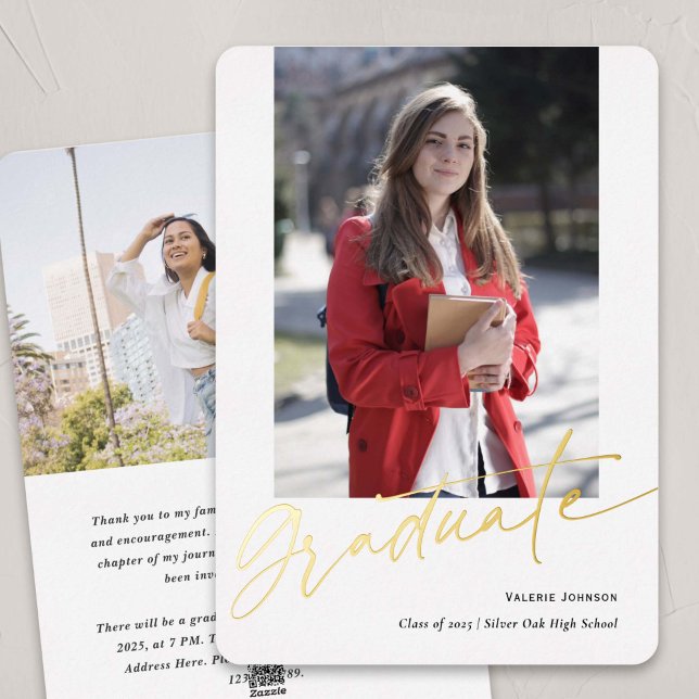 Modern script photo graduation announcement (Creator Uploaded)