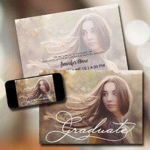 Modern Script Photo Graduation Announcement