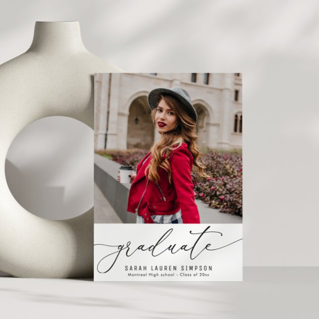Modern script photo graduation announcement (Creator Uploaded)