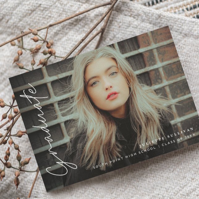 Modern Script Photo Graduation Announcement Magnet (Creator Uploaded)